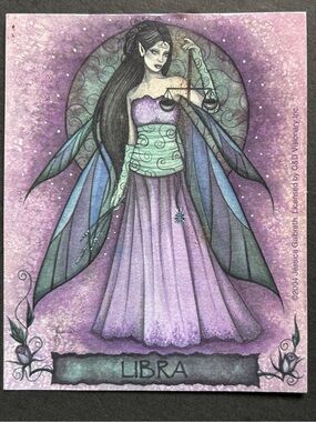 2004 Libra Fairy Art Decal - Purple & Teal Fairy Illustration Jessica Galbreth